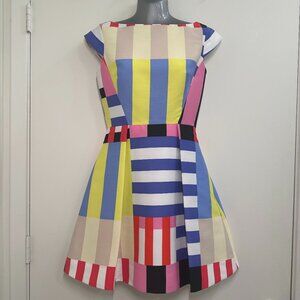 Kate Spade "Go Fly A Kite" Multi-Stripe Double Bow Back Dress - Size 0